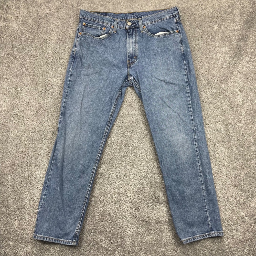 Levis Jeans Mens 34x28 Medium Wash Blue 505 Regular Fit Straight Leg Denim